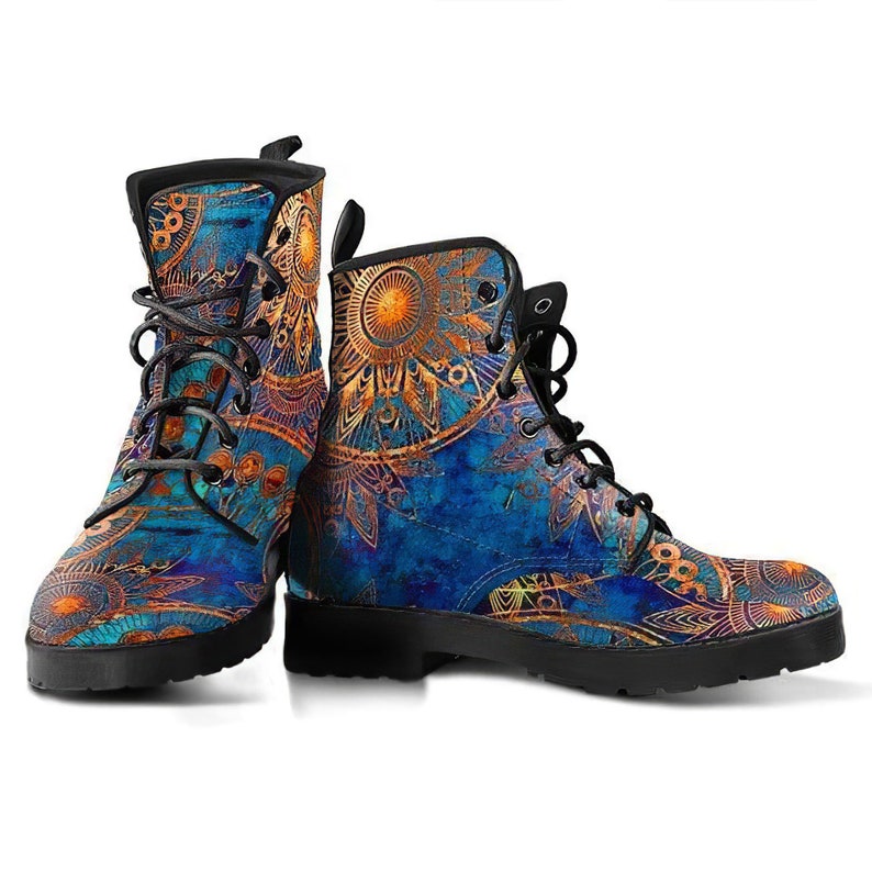 Blue Gold Ankle Boots